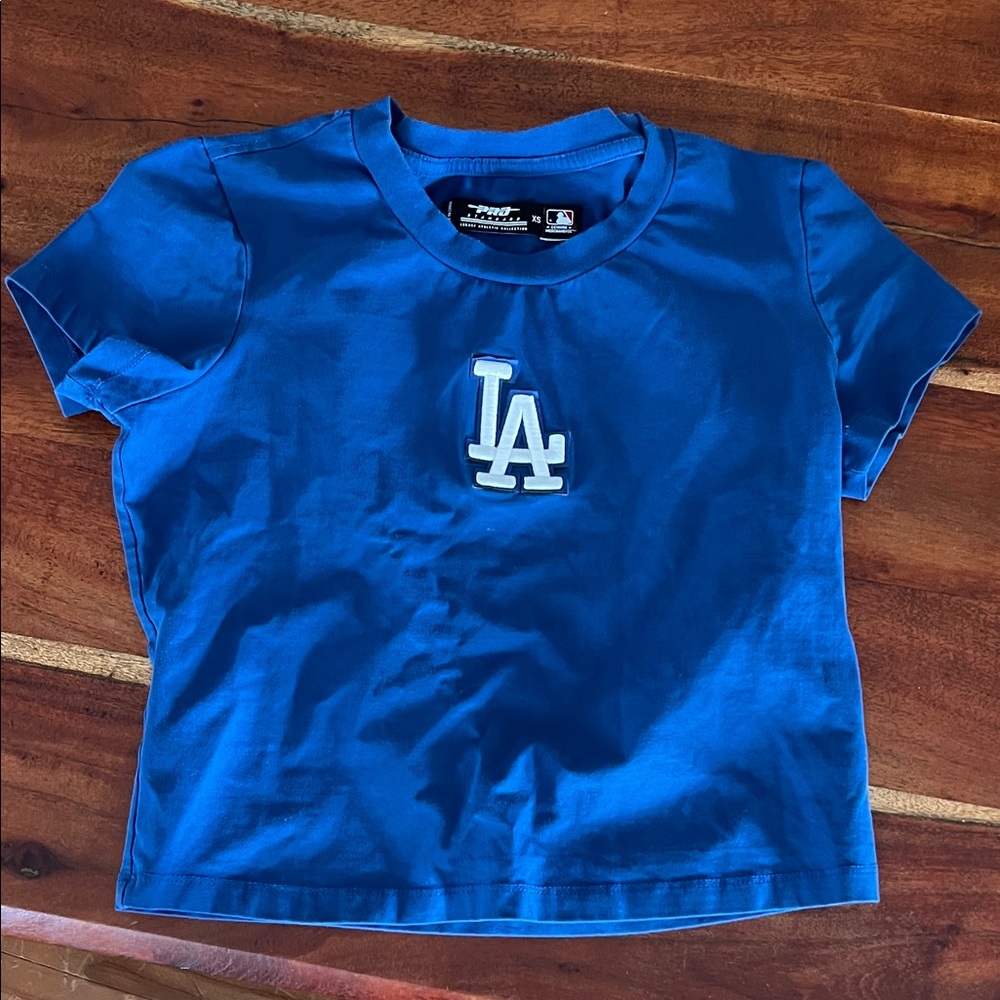 MLB Los Angeles Dodgers cute crop top Royal Blue Logo Tee
